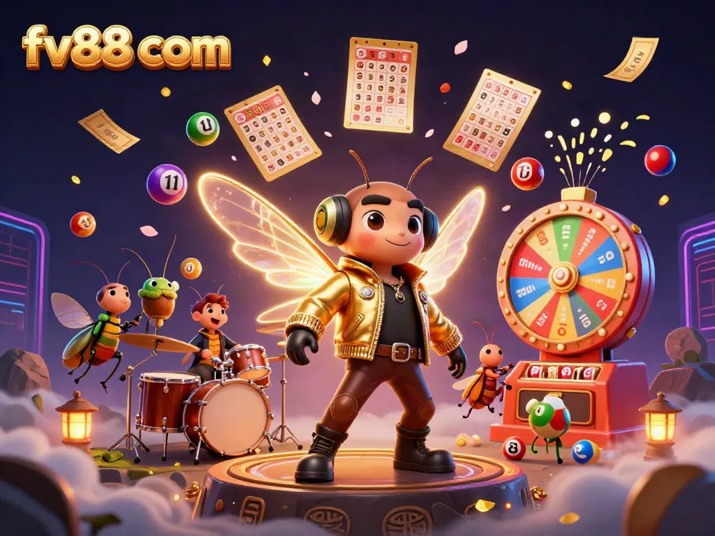 Experience excitement at fv88 com with a vibrant 3D casino scene featuring colorful gaming elements.