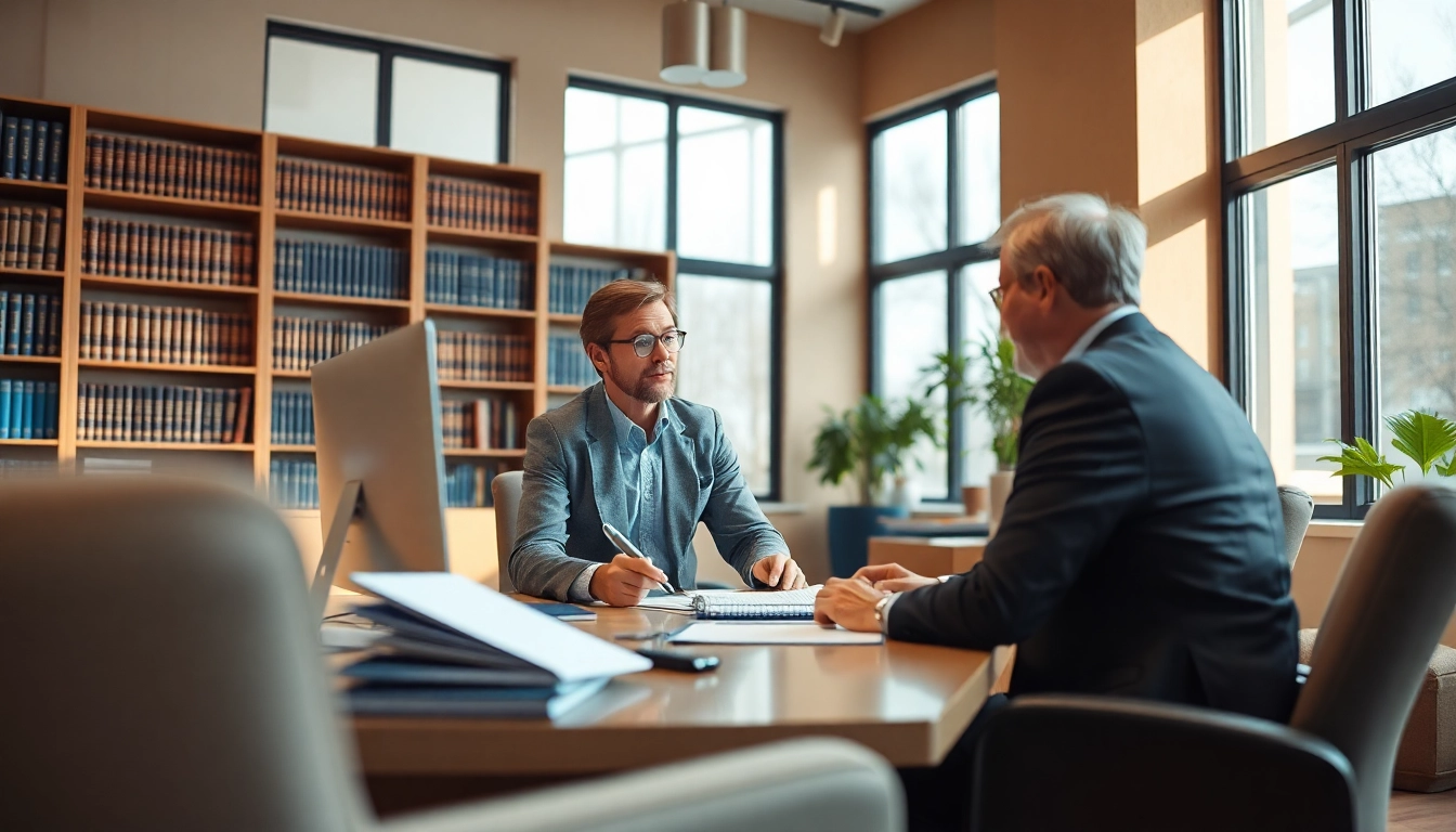 Engaging professional discussion on Title Insurance Services at a modern office setup.
