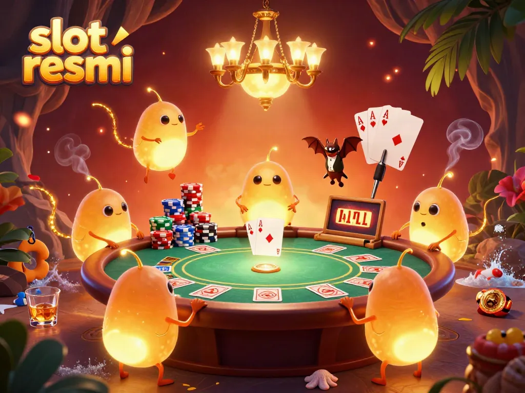 Geng glowworms berwarna cerah menerangi kasino gua dengan ekor emas, menampilkan slot resmi dengan elemen poker.