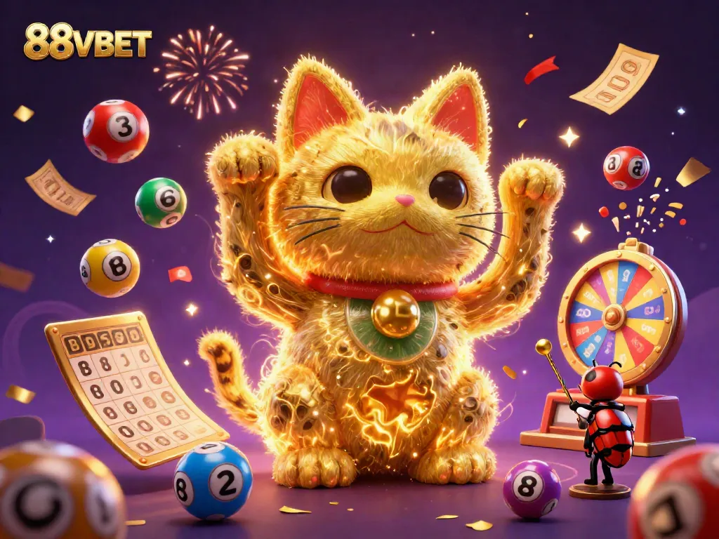 Experience the vibrant online casino world with 88VBET's lucky cat and engaging game elements.