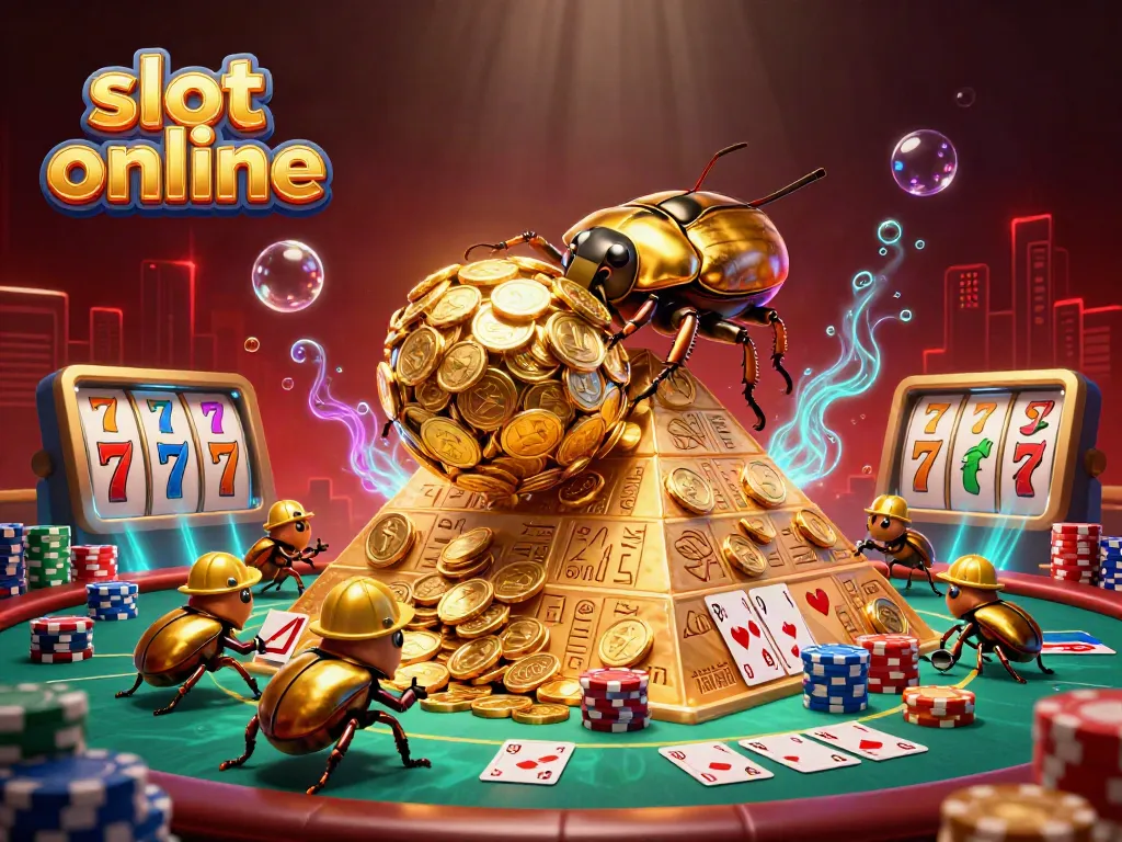 Spin thrilling slot online games with colorful symbols and vibrant casino elements in a dynamic illustration.