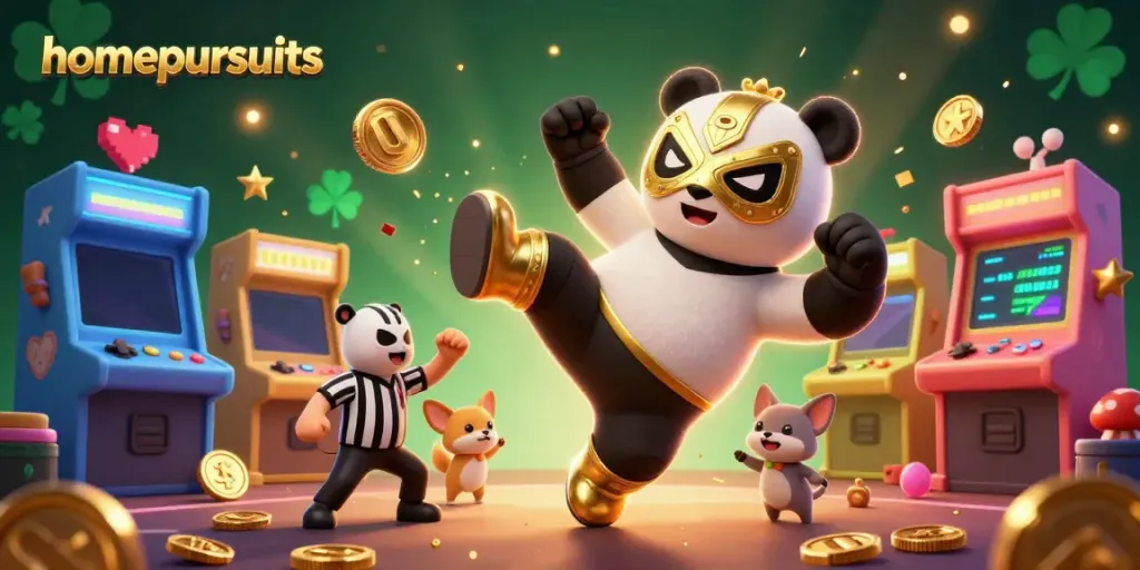 homepursuits menghadirkan petualangan kasino dengan panda gulat dan penonton hewan yang meriah