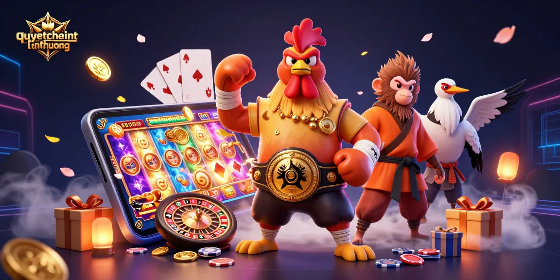 Engage in thrilling gameplay with quyetchientienthuong, featuring vibrant characters and dynamic casino elements.