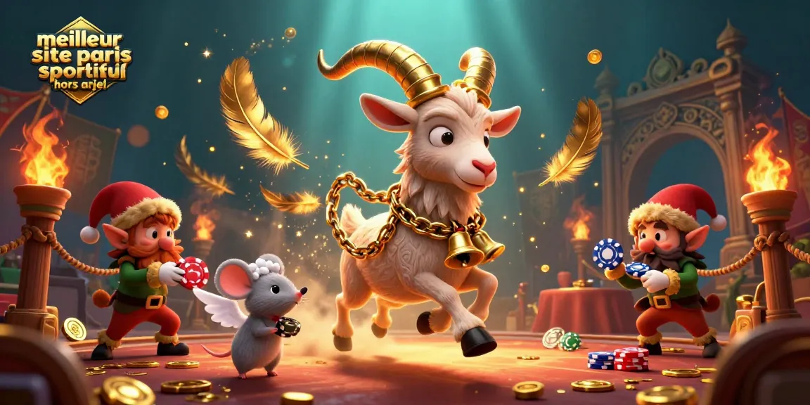 Meilleur site de paris sportifs hors ARJEL : mise en scène festive avec Krampus, souris et gremlins volants.