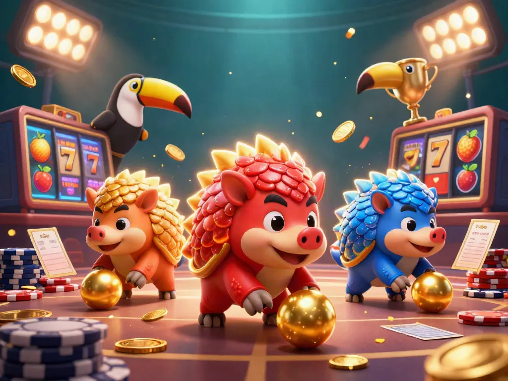 Rival pangolins bermain slot dengan simbol jackpot dan koin emas bertebaran