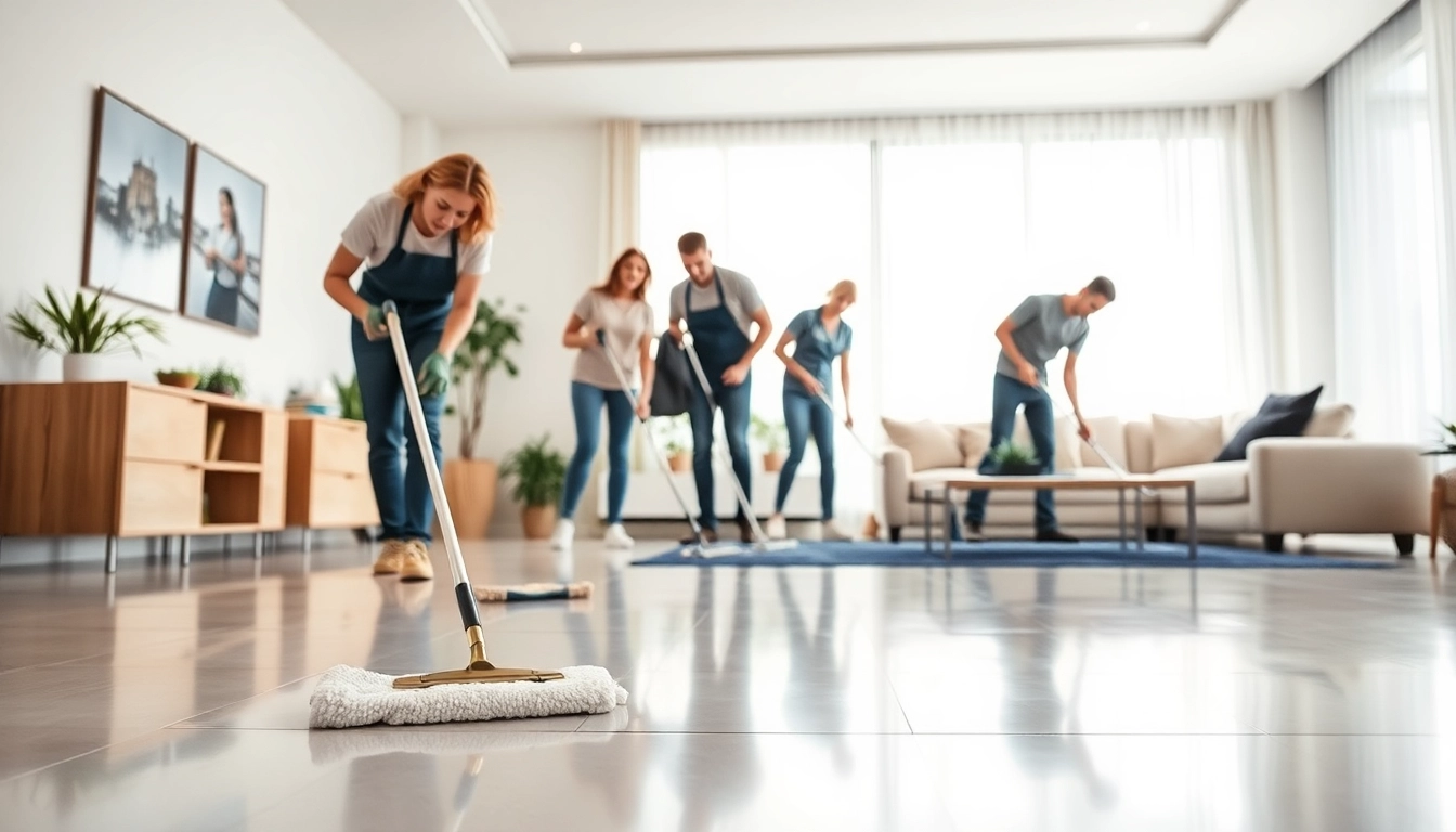 Cleaners performing Bond cleaning Logan in a modern apartment, showcasing pristine surfaces.