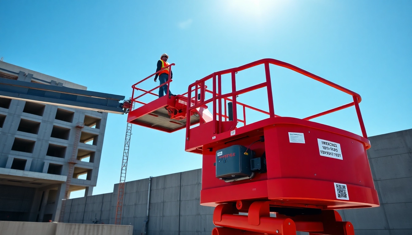 Cherry picker elevating a worker on a construction site, demonstrating its versatility and safety.