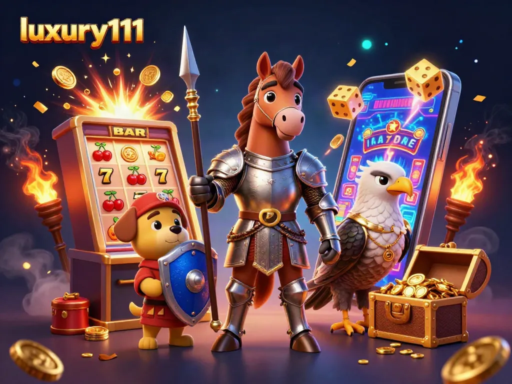 Experience thrilling gameplay with luxury111 as a knight, squire, and falcon celebrate a colossal jackpot.