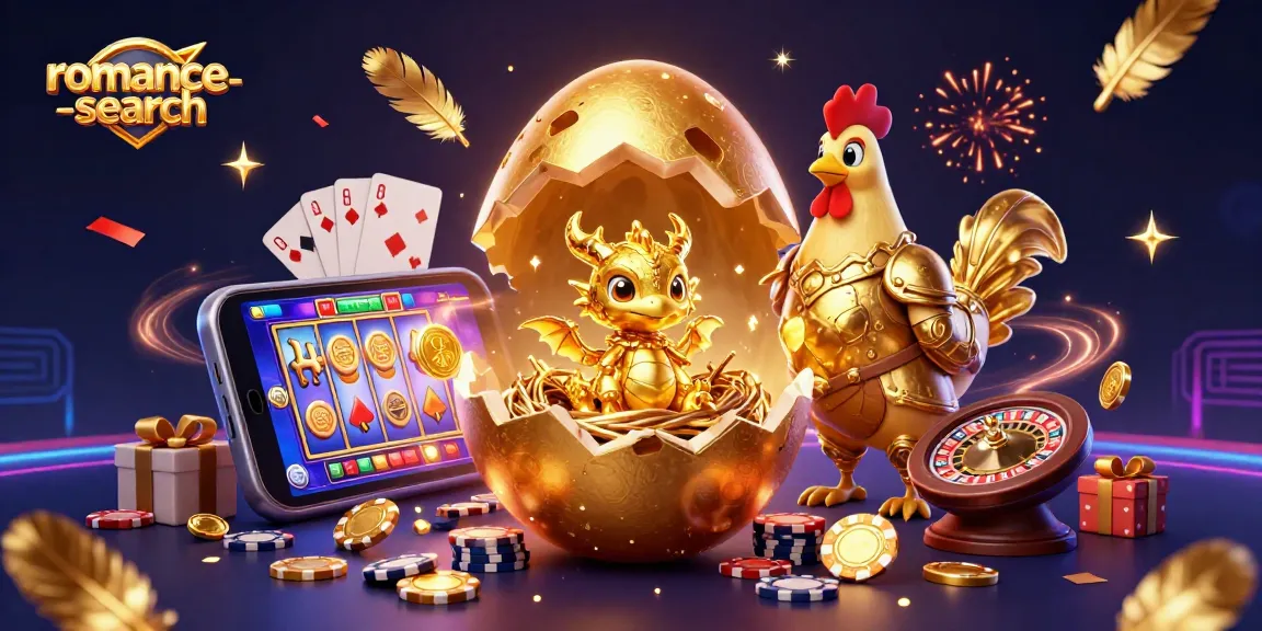 Engage in thrilling gameplay with romance-search as a golden dragon emerges from a poker chip nest.
