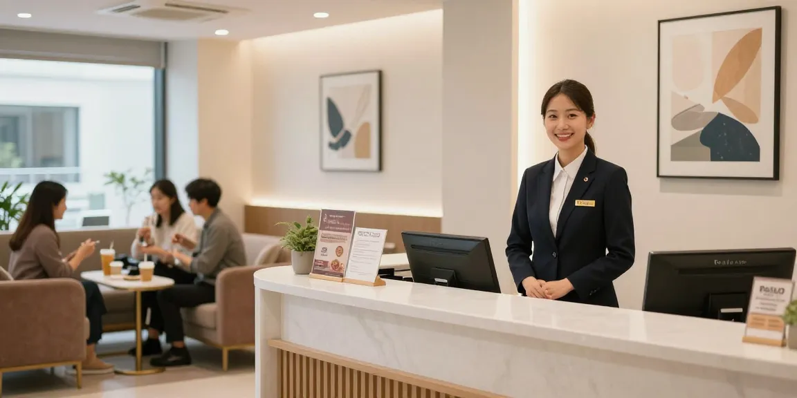 Busy Paju OP service center with friendly staff and welcoming atmosphere