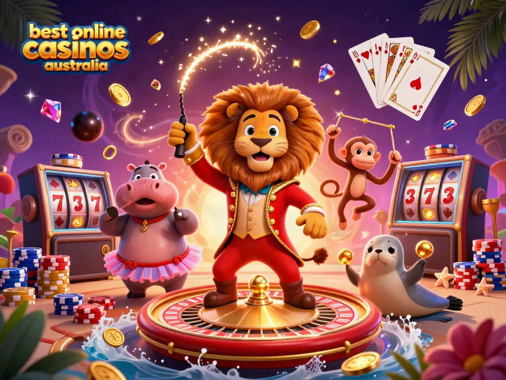 Experience the best online casinos Australia with dynamic casino characters, sparkling gems, and vibrant gaming action.
