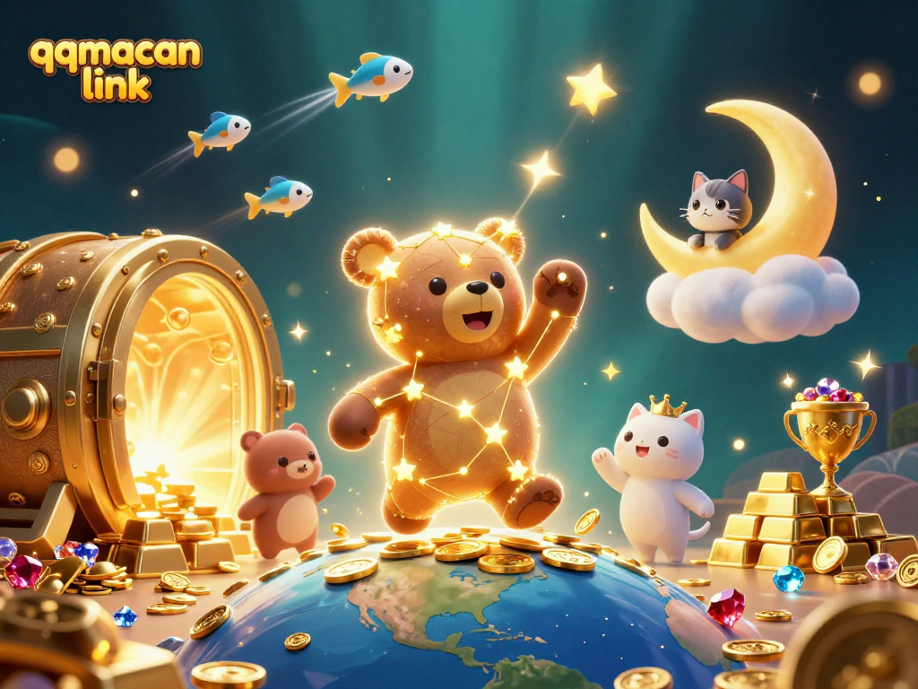 Engage with the exciting world of qqmacan link in a vibrant, animated casino illustration.